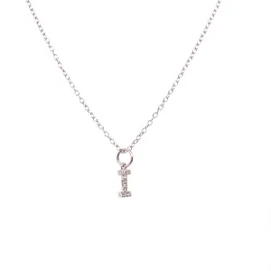 0.05 Carat Diamond Initial "I" Necklace 14K White Gold