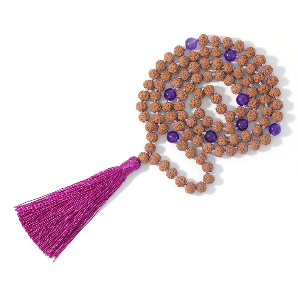 108 Rudraksha Beaded Knotted Necklace
