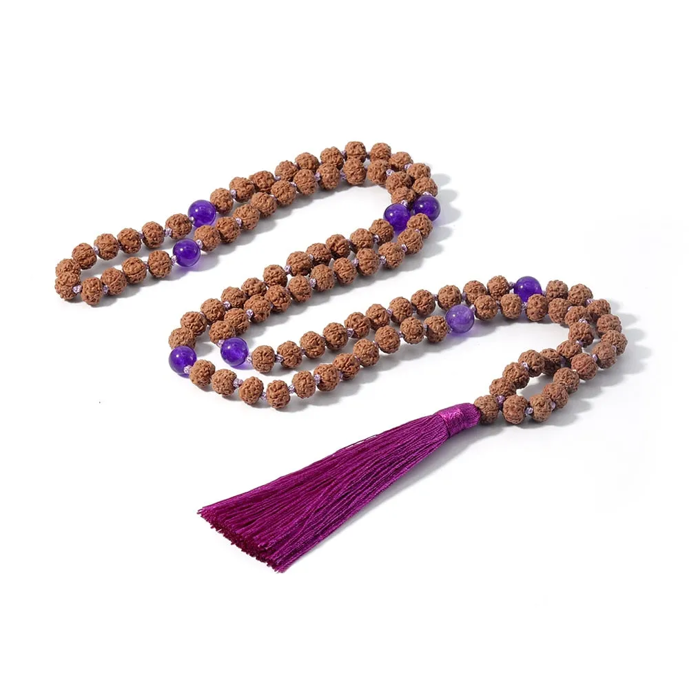 108 Rudraksha Beaded Knotted Necklace