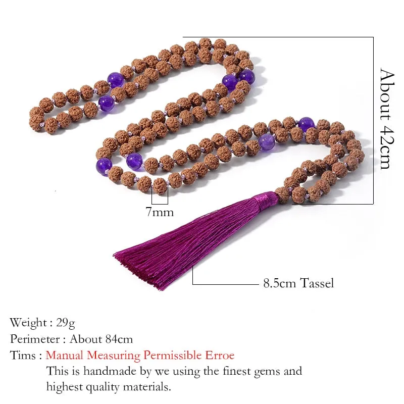 108 Rudraksha Beaded Knotted Necklace