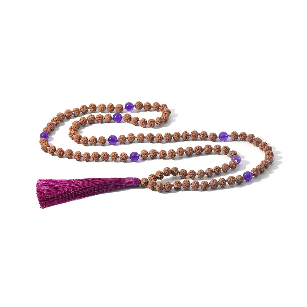 108 Rudraksha Beaded Knotted Necklace