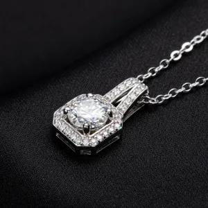 1.0CTTW D Color Moissanite Pendant Necklace 925 Sterling Silver Necklaces