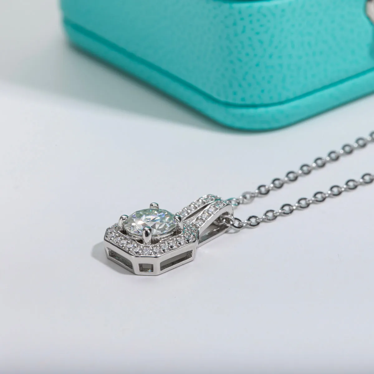 1.0CTTW D Color Moissanite Pendant Necklace 925 Sterling Silver Necklaces