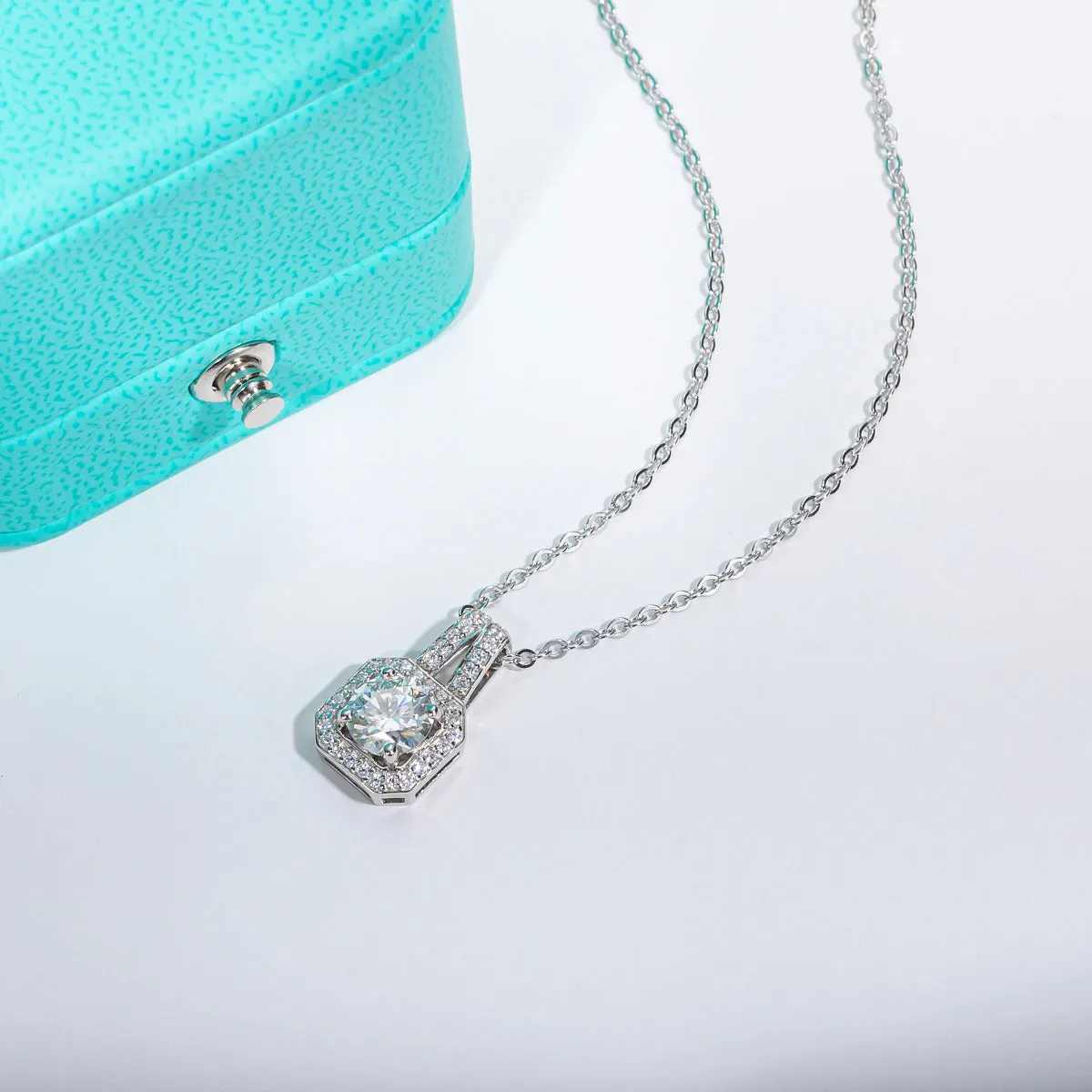 1.0CTTW D Color Moissanite Pendant Necklace 925 Sterling Silver Necklaces