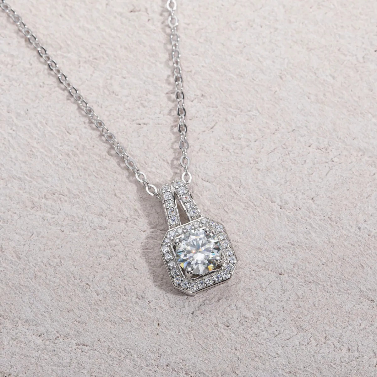 1.0CTTW D Color Moissanite Pendant Necklace 925 Sterling Silver Necklaces