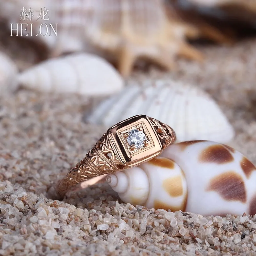 10k Rose Gold Vintage / Unique Moissanite Ring 0.1ct
