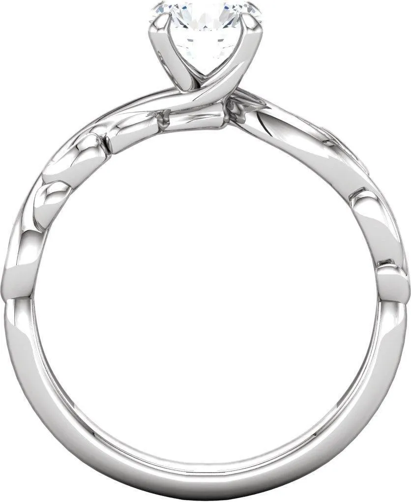 10K White 1 CT Natural Diamond Engagement Ring