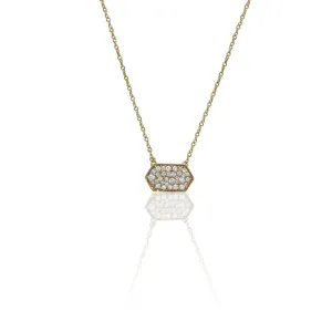 10K Yellow Gold 1.00 CT Diamond Pavé Hexagon Necklace
