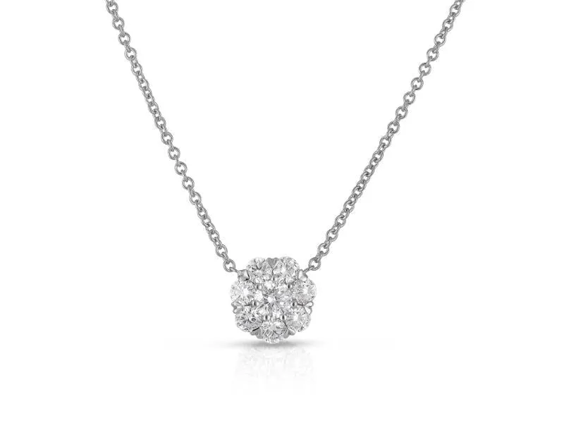14K GOLD AND DIAMOND FLORAL CLUSTER NECKLACE