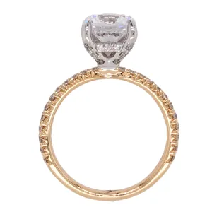 14K Gold Diamond Engagement Ring Semi-Mount with Hidden Halo
