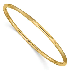 14K Gold Women's Slip-On Bangle with Polished Satin Finish