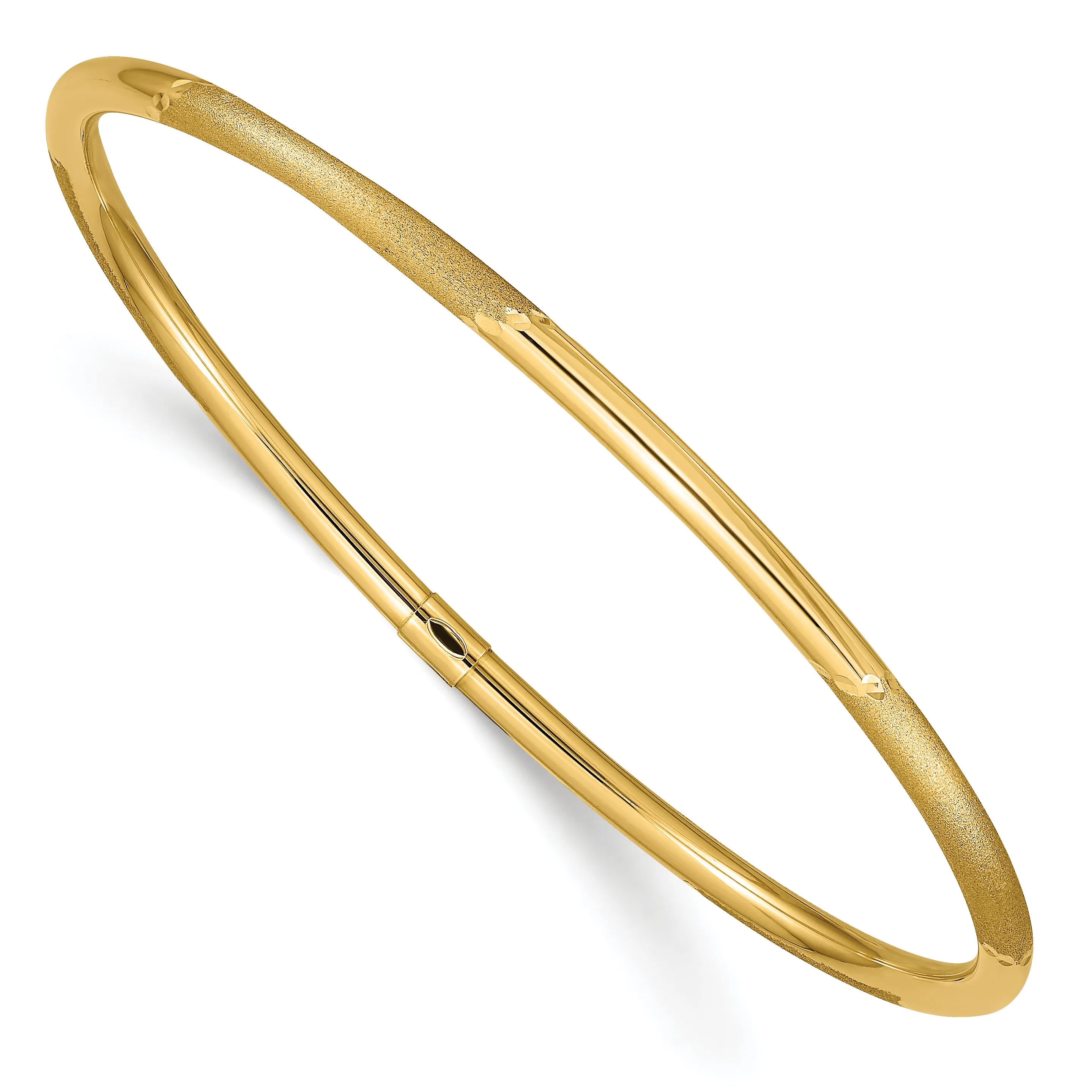 14K Gold Women's Slip-On Bangle with Polished Satin Finish