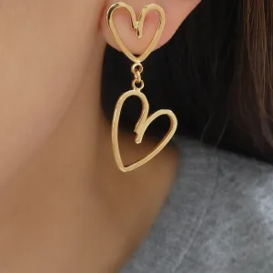 14K Heart Drop Earrings