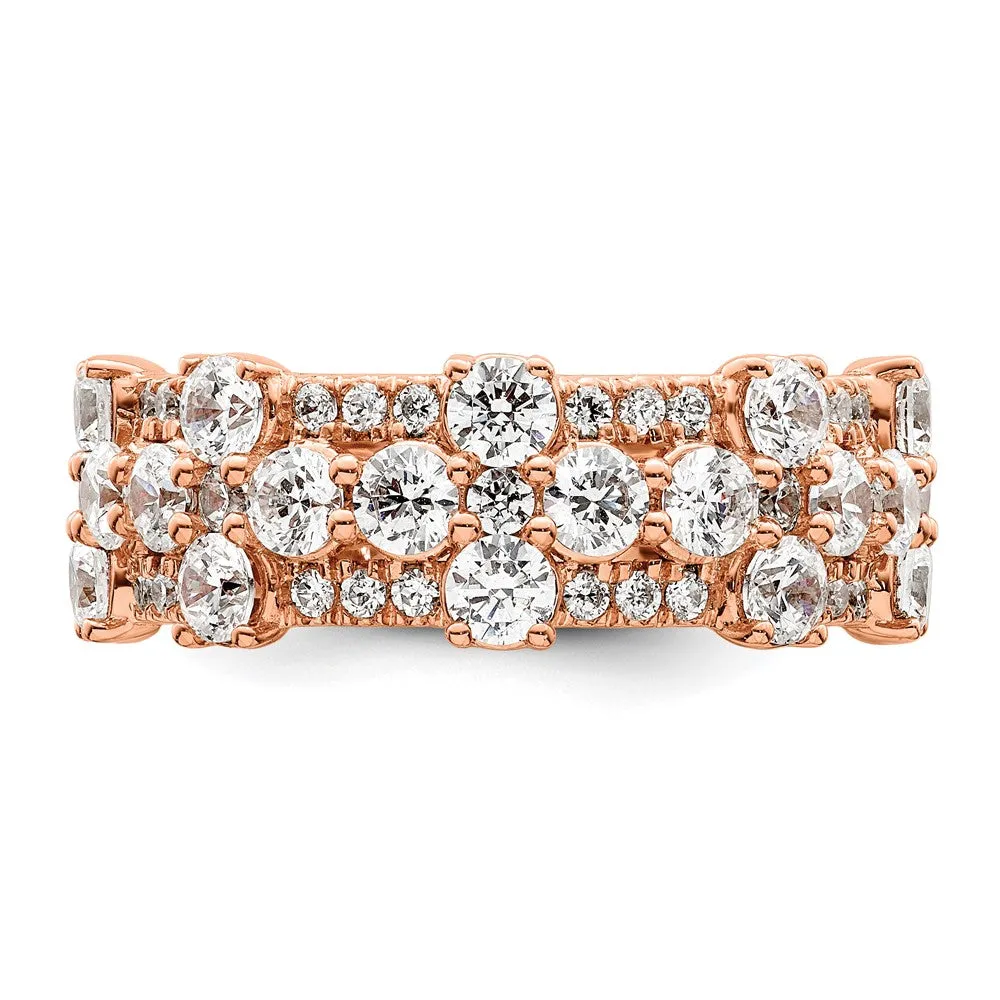 14k Rose Gold Lab Grown Diamond Wedding Band Ring 2.5Ct Clarity- VS Color- G-H
