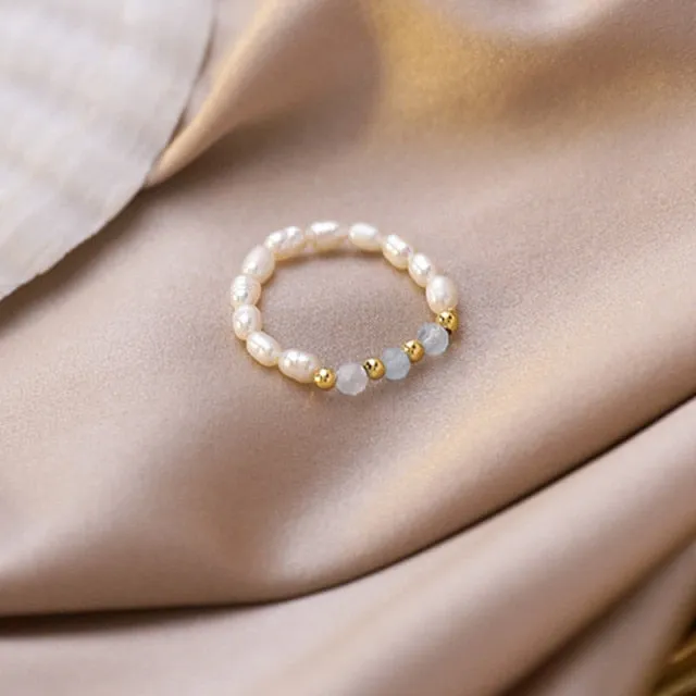 15 Style Korean Colorful Bohemia Small Flower Ring Handmade Multi Beaded Rice Beads Ring For Women  Beach Jewelry Gifts