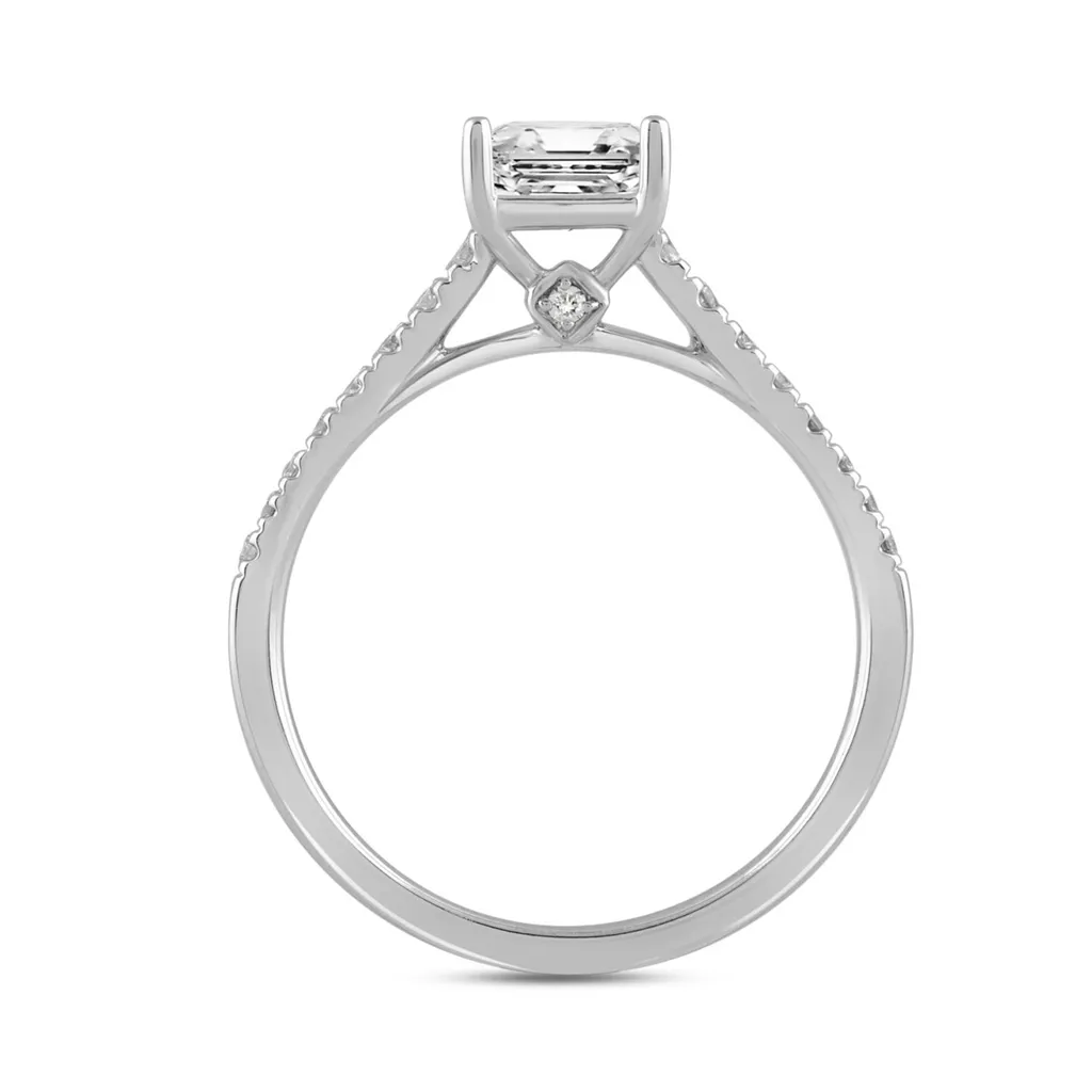 1.75 Carat Radiant and Round Diamond Ring | 14K White Gold | Accent Style
