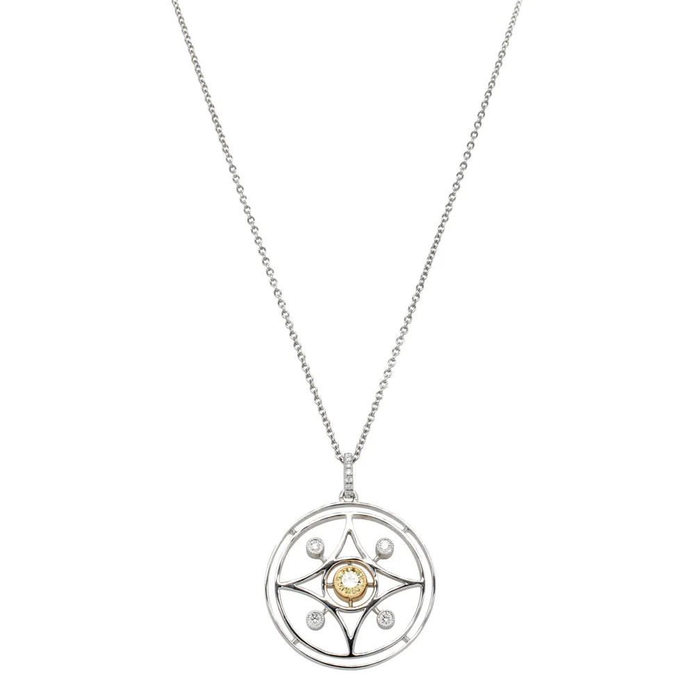 18ct White Gold .21ct Yellow Diamond Necklace