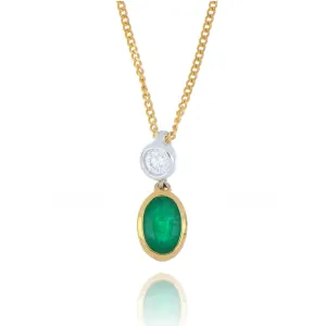 18ct Yellow Gold 0.43ct Emerald and Diamond Necklace