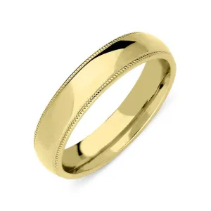 18ct Yellow Gold 5mm Rope Edged Wedding Ring