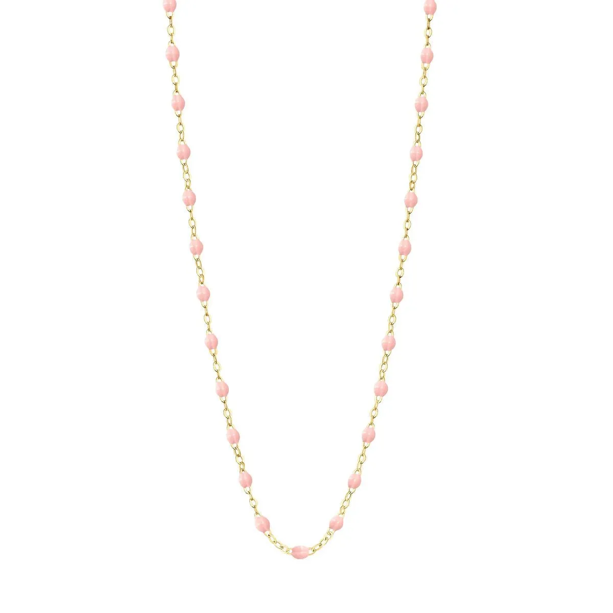 18K Gold and Baby Pink Resin Beaded "Classic" Necklace
