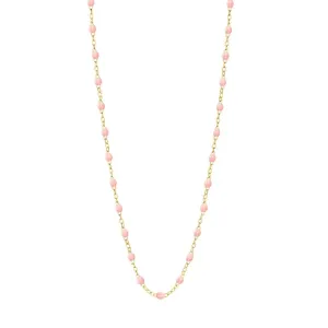 18K Gold and Baby Pink Resin Beaded "Classic" Necklace