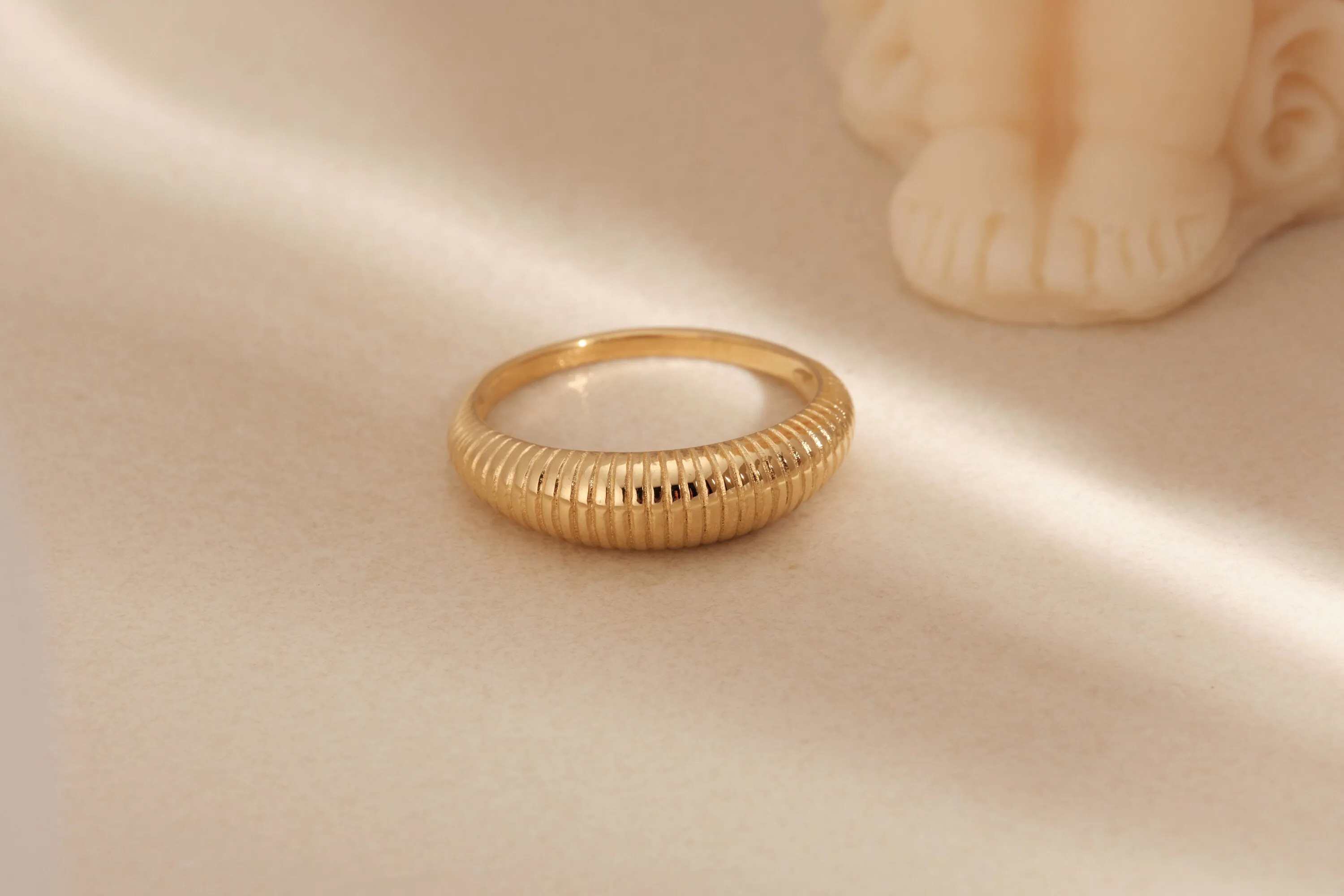 18K Gold Dome Ring Gold Ring Thick Ring Croissant Ring Twisted Ring Gold Thin Dome Ring Chic Ring Trendy Waterproof Stripes Ring WATERPROOF