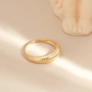 18K Gold Dome Ring Gold Ring Thick Ring Croissant Ring Twisted Ring Gold Thin Dome Ring Chic Ring Trendy Waterproof Stripes Ring WATERPROOF