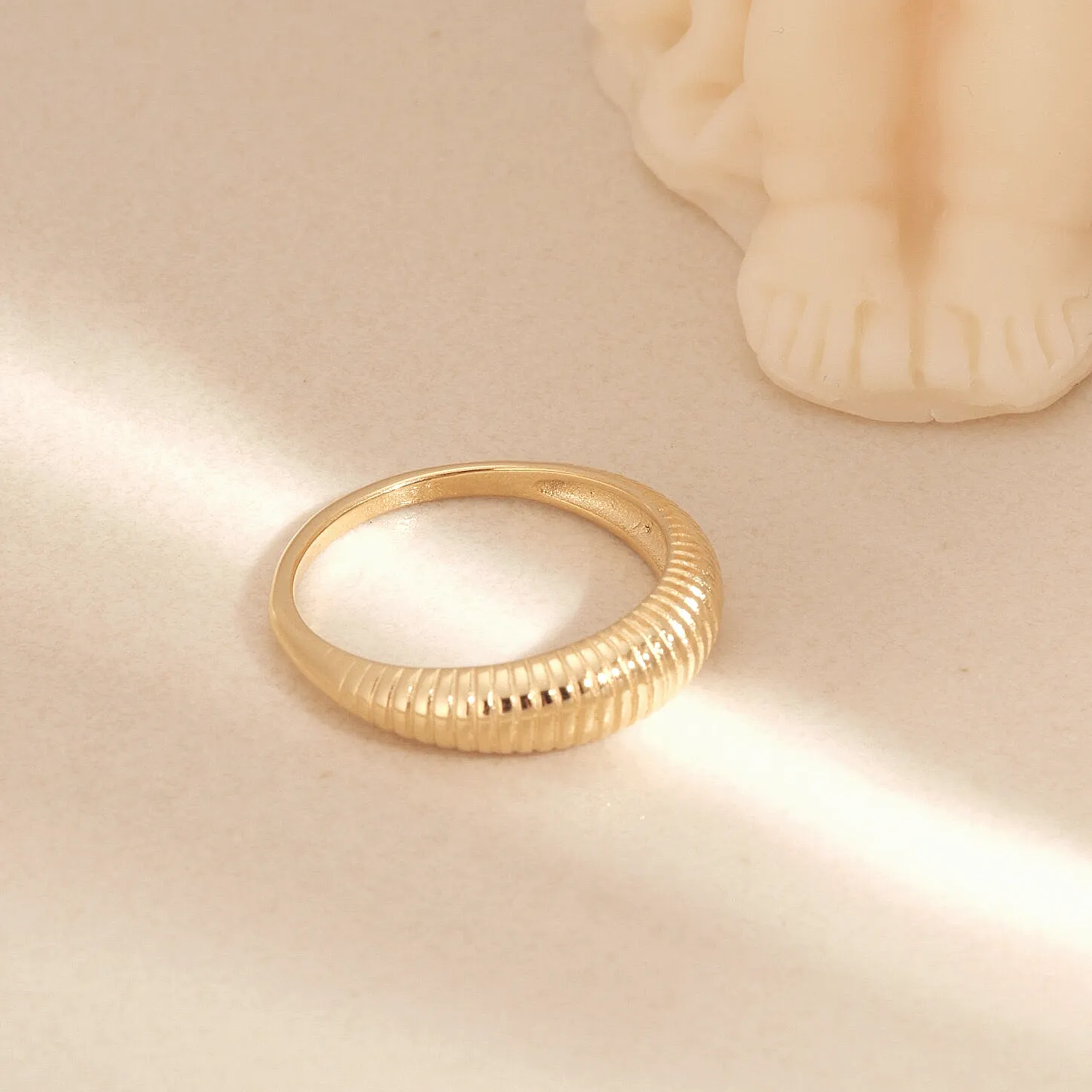 18K Gold Dome Ring Gold Ring Thick Ring Croissant Ring Twisted Ring Gold Thin Dome Ring Chic Ring Trendy Waterproof Stripes Ring WATERPROOF