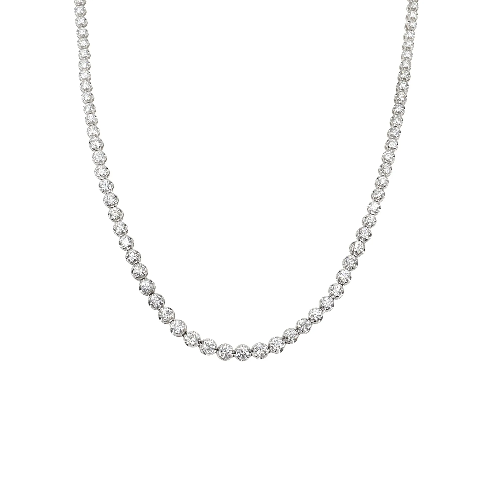 18K White Gold Tdw. 6.10ct Diamond Tennis Necklace - 20732905