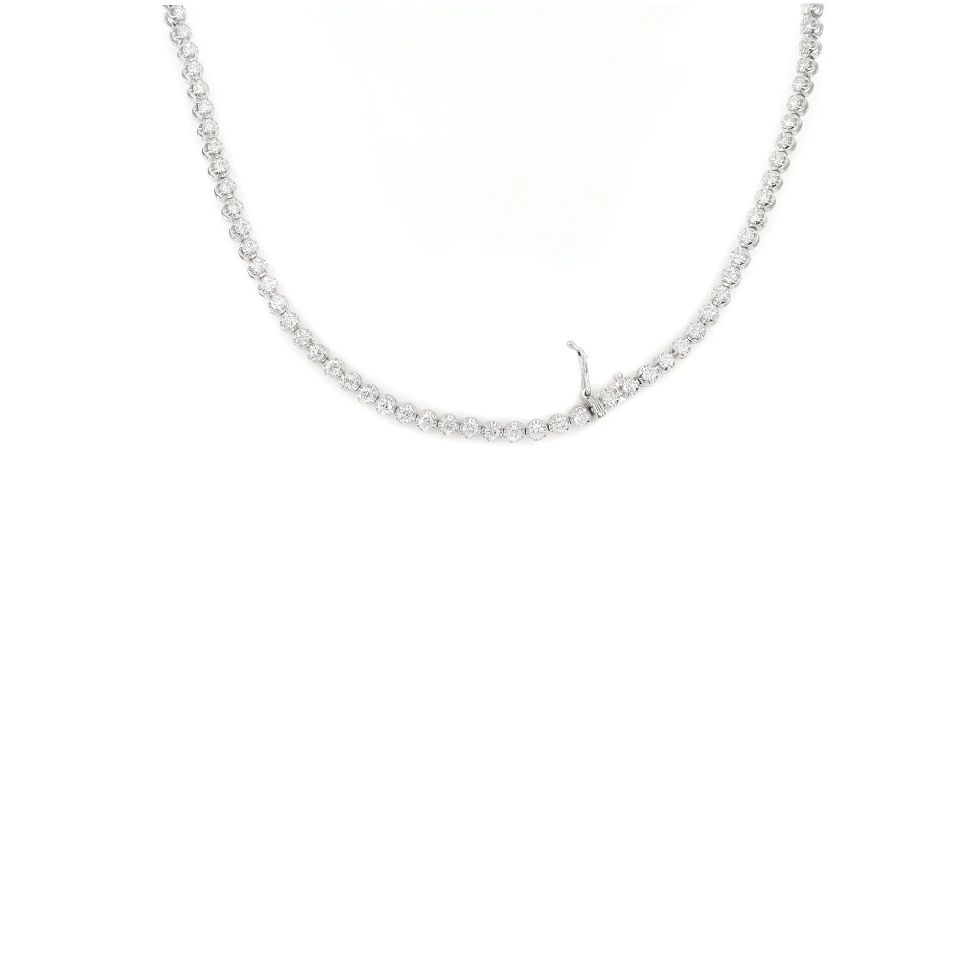 18K White Gold Tdw. 6.10ct Diamond Tennis Necklace - 20732905