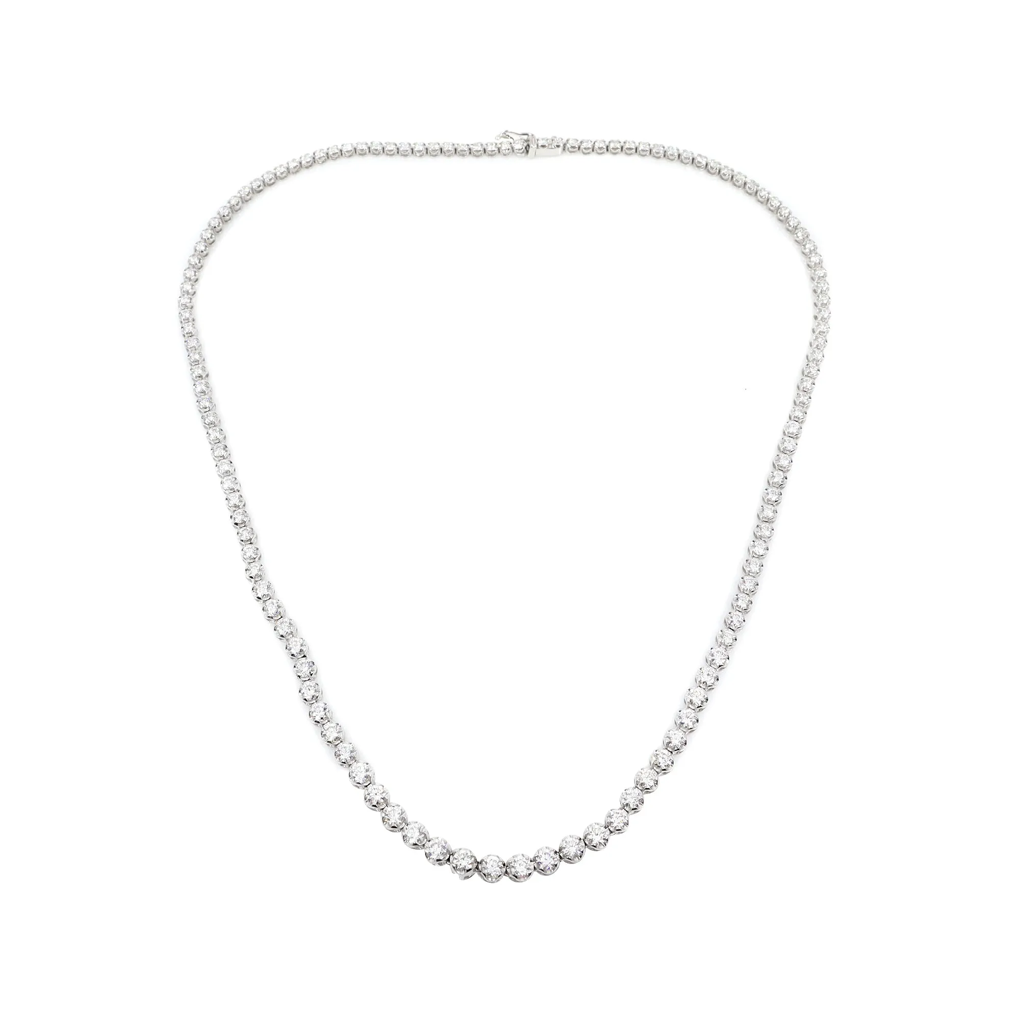 18K White Gold Tdw. 6.10ct Diamond Tennis Necklace - 20732905