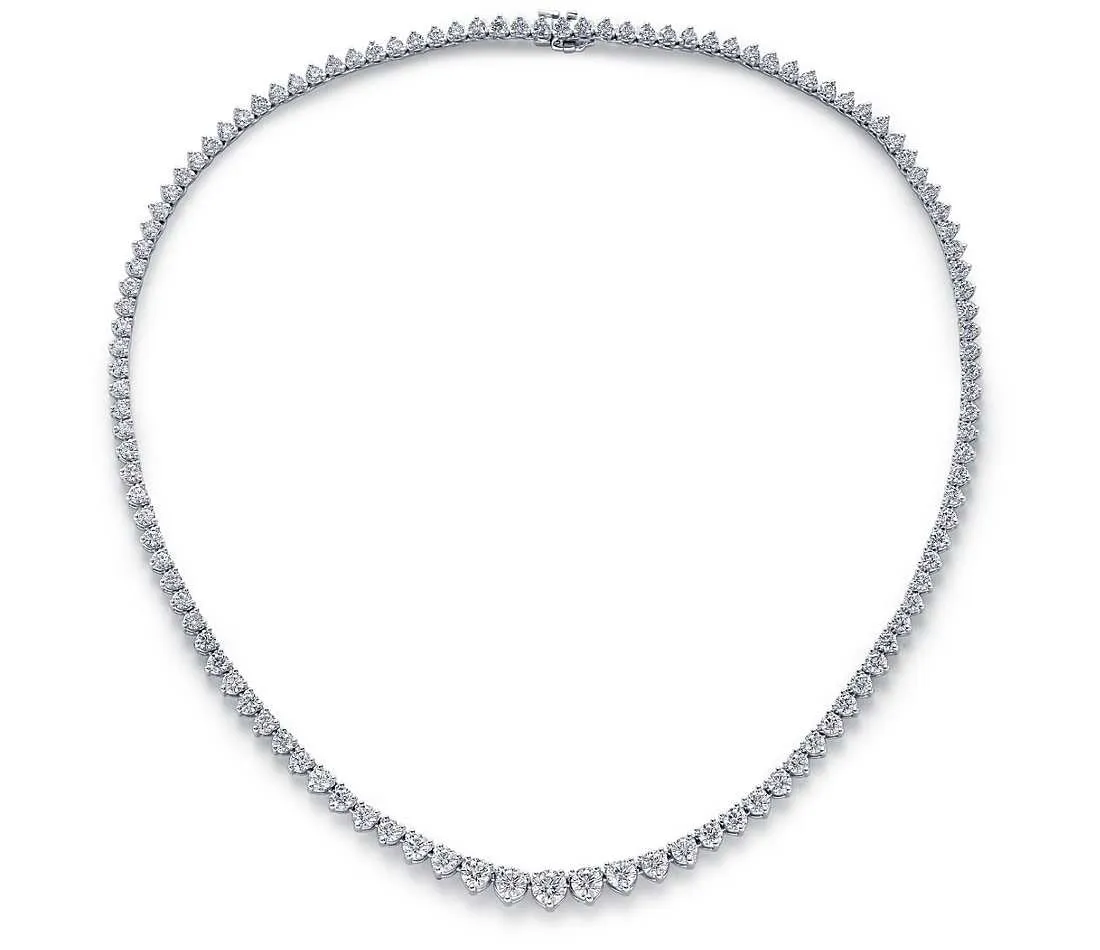 18kt White Gold Graduated Round Diamond Necklace, 9.95ct