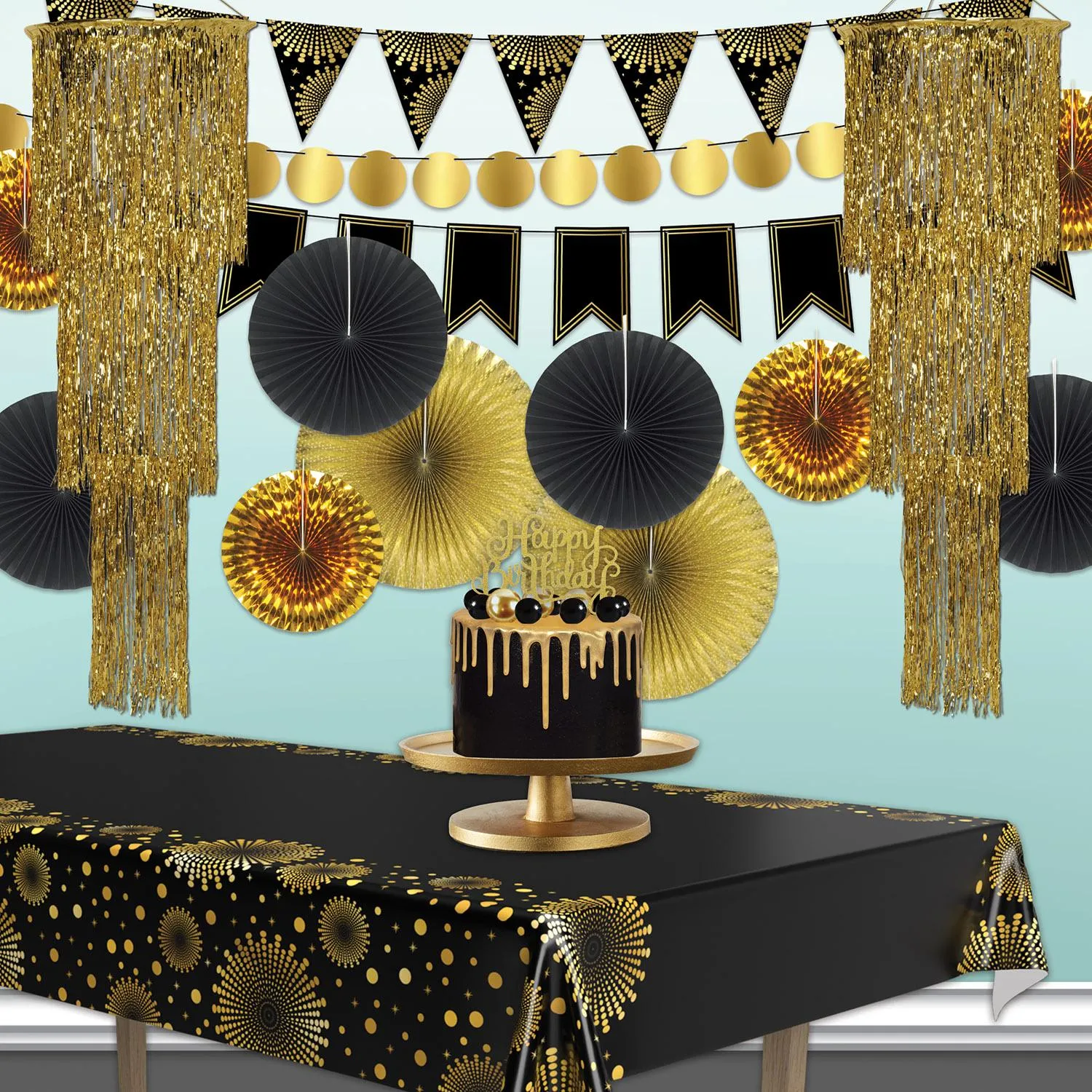3-Tier (1-Ply) Shimmering Party Chandelier - gold