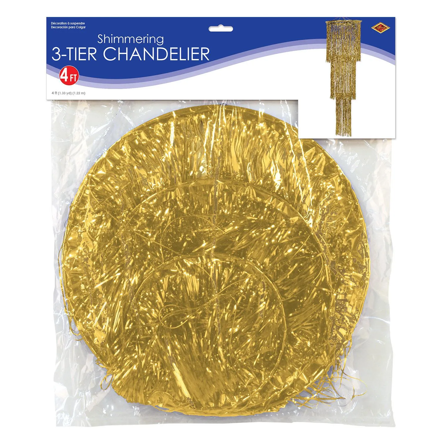 3-Tier (1-Ply) Shimmering Party Chandelier - gold