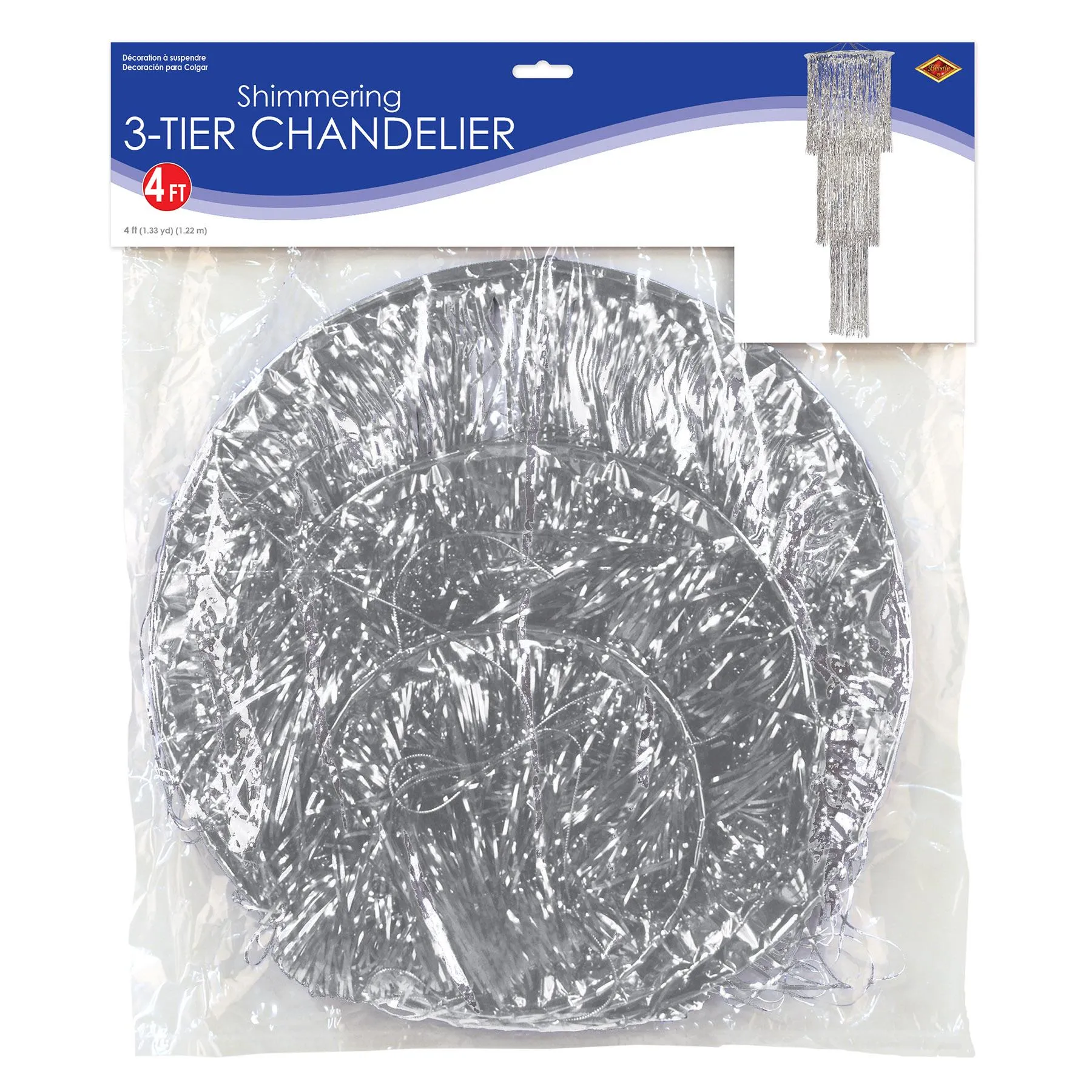 3-Tier (1-Ply)Shimmering Party Chandelier - silver