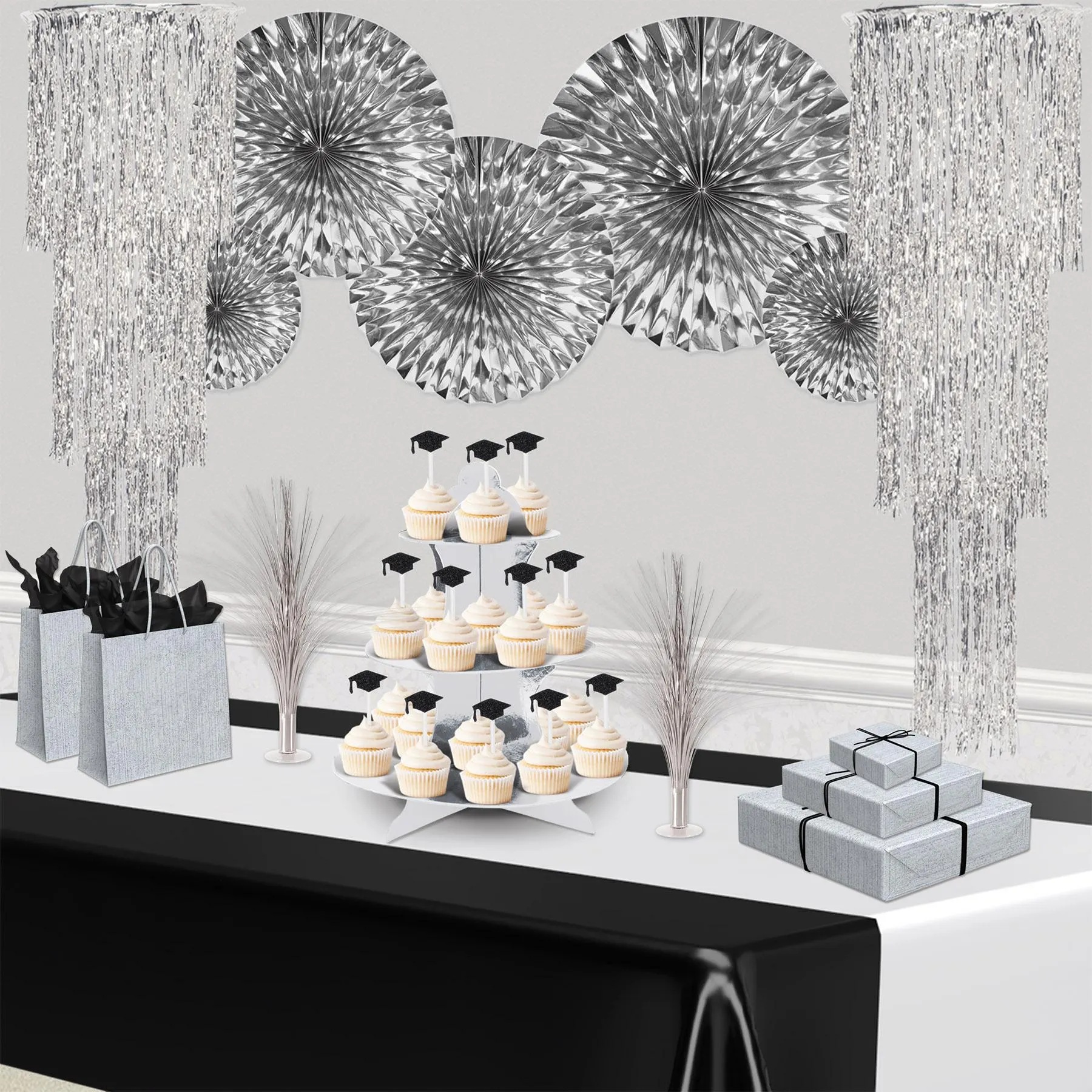3-Tier (1-Ply)Shimmering Party Chandelier - silver