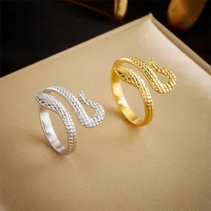 316L Stainless Steel Snake Adjustable Finger Ring For Women