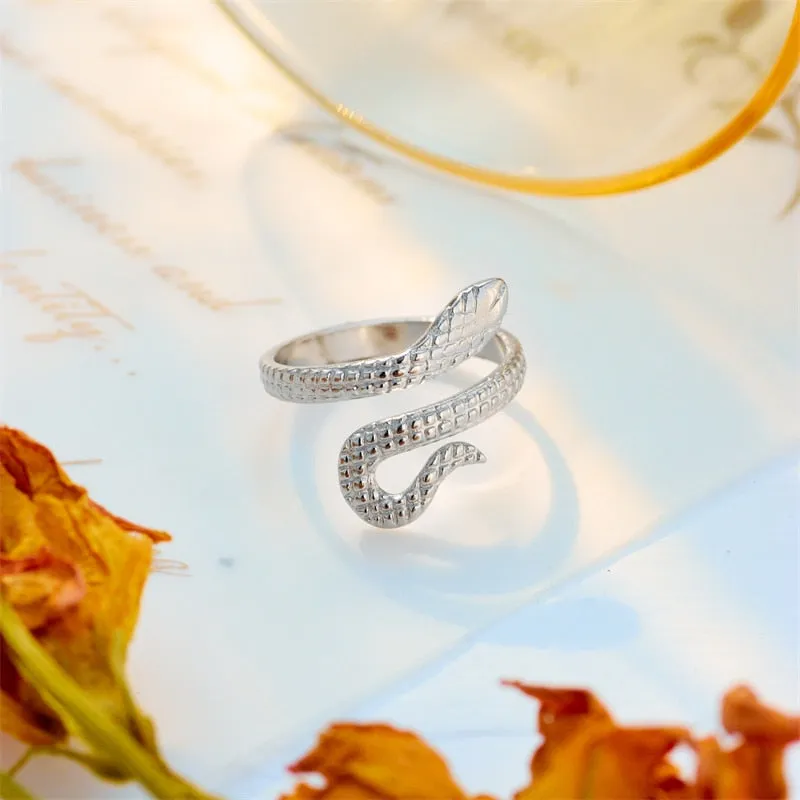 316L Stainless Steel Snake Adjustable Finger Ring For Women
