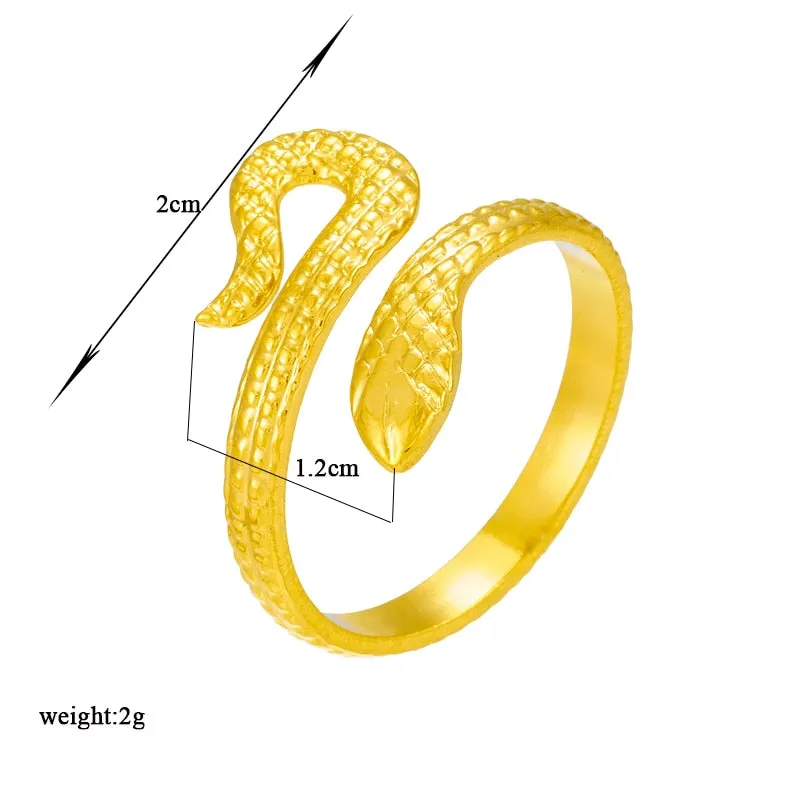 316L Stainless Steel Snake Adjustable Finger Ring For Women