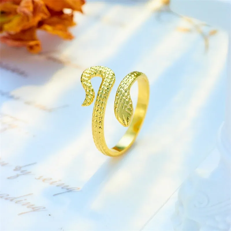 316L Stainless Steel Snake Adjustable Finger Ring For Women