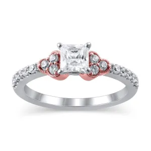 3/4 Cttw Princess-Cut Diamond Tri-Sides Vintage-Style Engagement Ring in 14K White Gold Gold (0.75 Ct, I-I2)