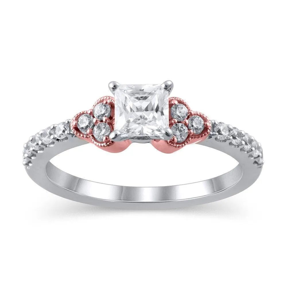 3/4 Cttw Princess-Cut Diamond Tri-Sides Vintage-Style Engagement Ring in 14K White Gold Gold (0.75 Ct, I-I2)
