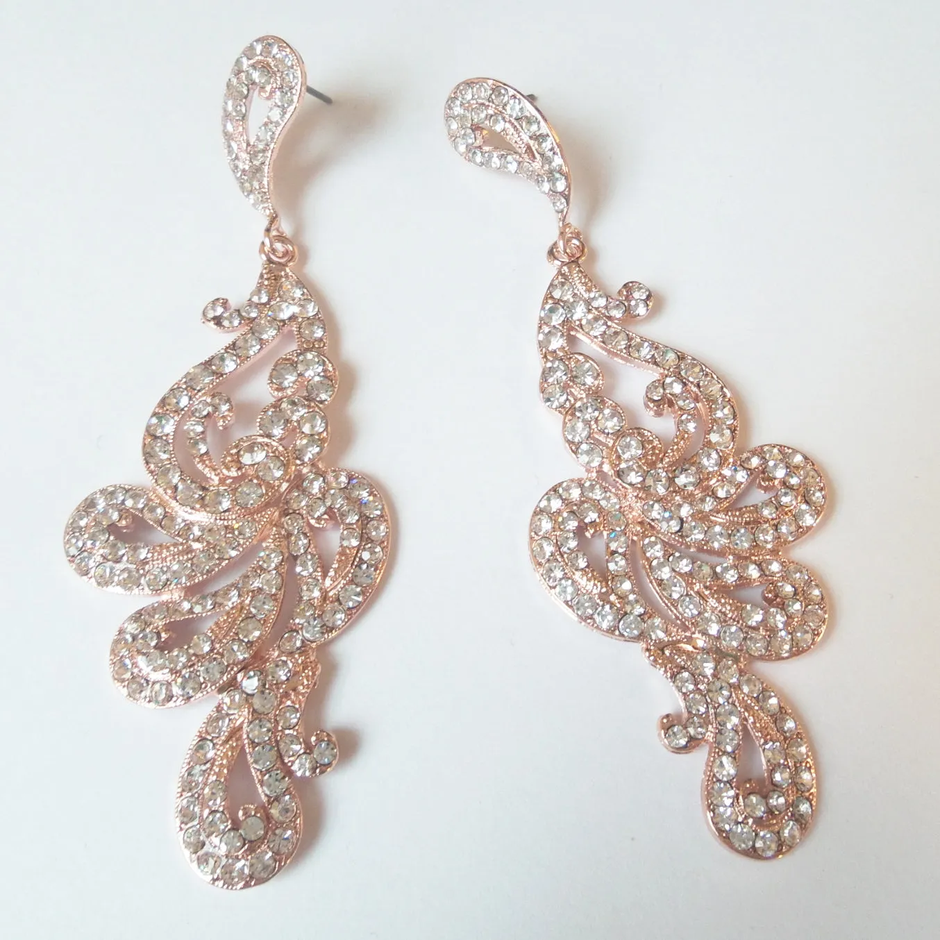 3" Long Victorian Swirl Wedding Chandelier Earrings