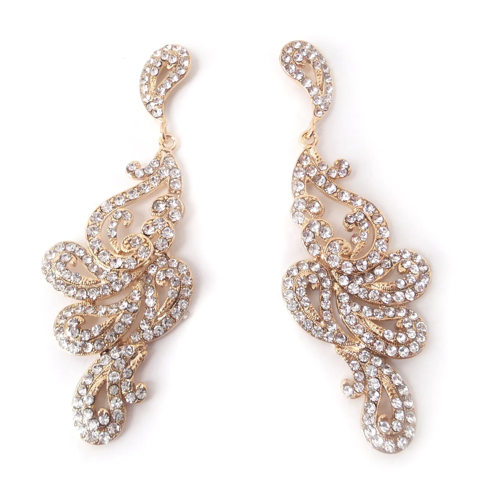 3" Long Victorian Swirl Wedding Chandelier Earrings