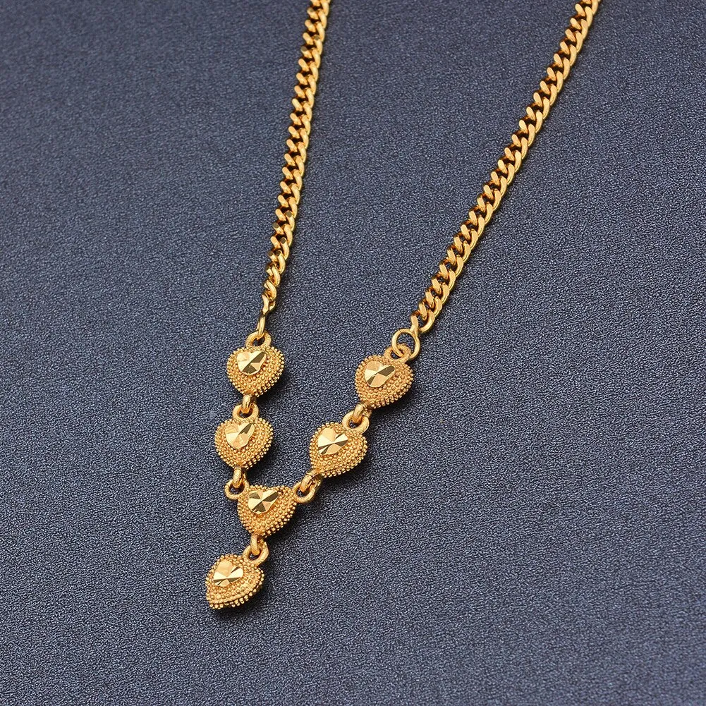 45Cm Dubai Gold Color Africa Wedding Necklace Pendant Chain Necklaces For Women