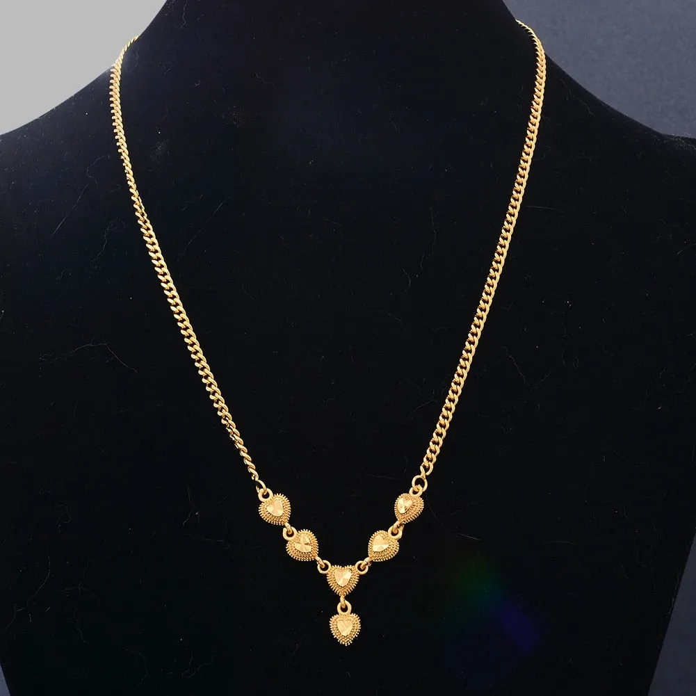 45Cm Dubai Gold Color Africa Wedding Necklace Pendant Chain Necklaces For Women