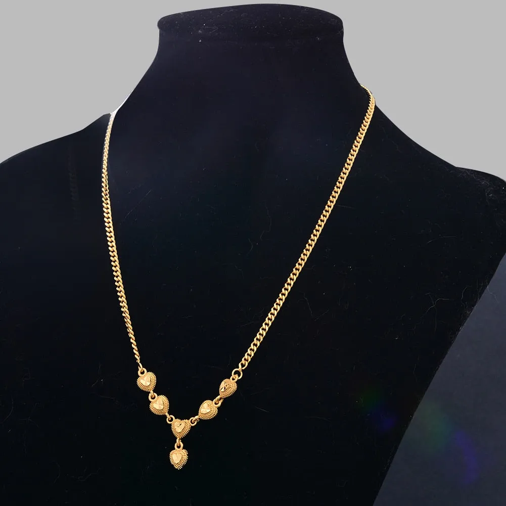 45Cm Dubai Gold Color Africa Wedding Necklace Pendant Chain Necklaces For Women
