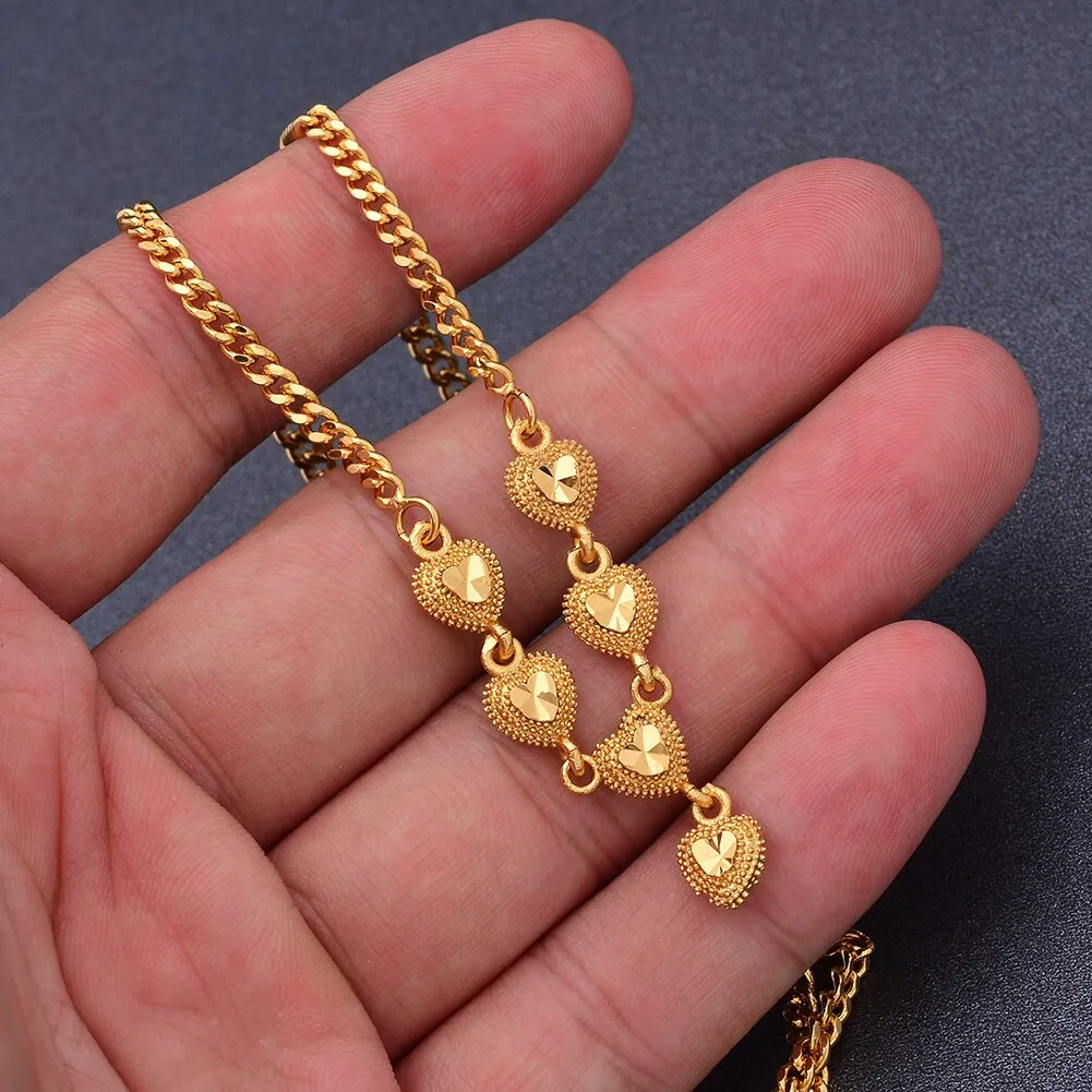 45Cm Dubai Gold Color Africa Wedding Necklace Pendant Chain Necklaces For Women