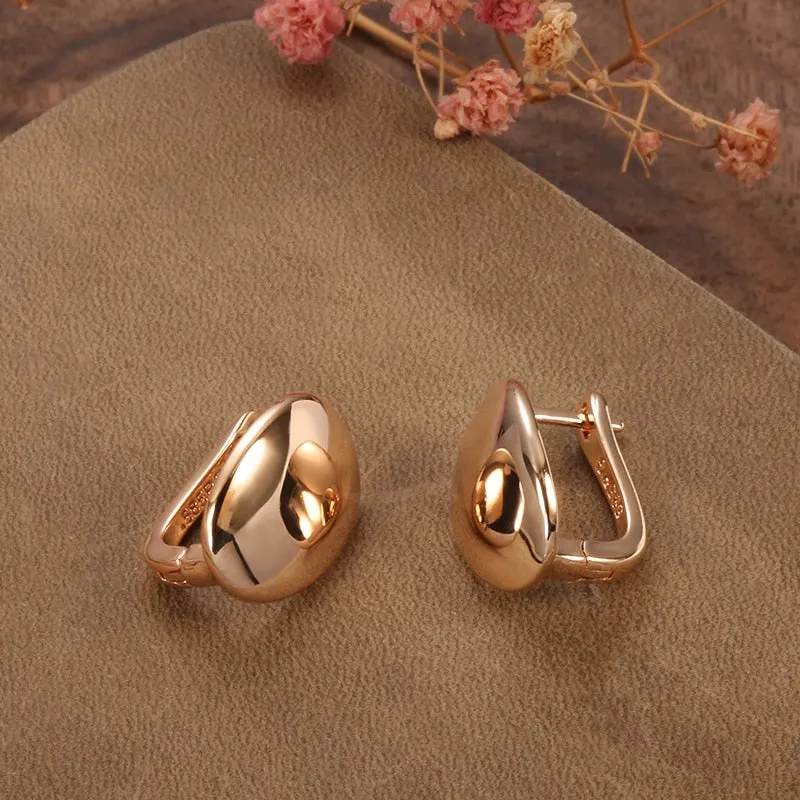 585 Rose Gold Simple Oval Earrings