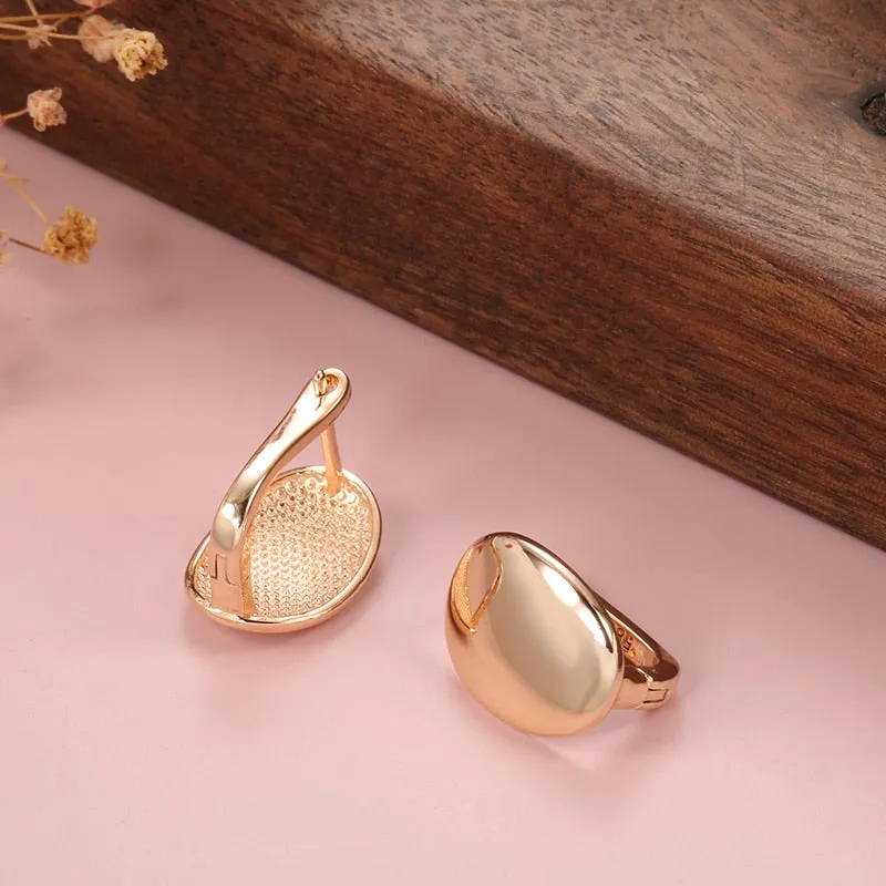 585 Rose Gold Simple Oval Earrings